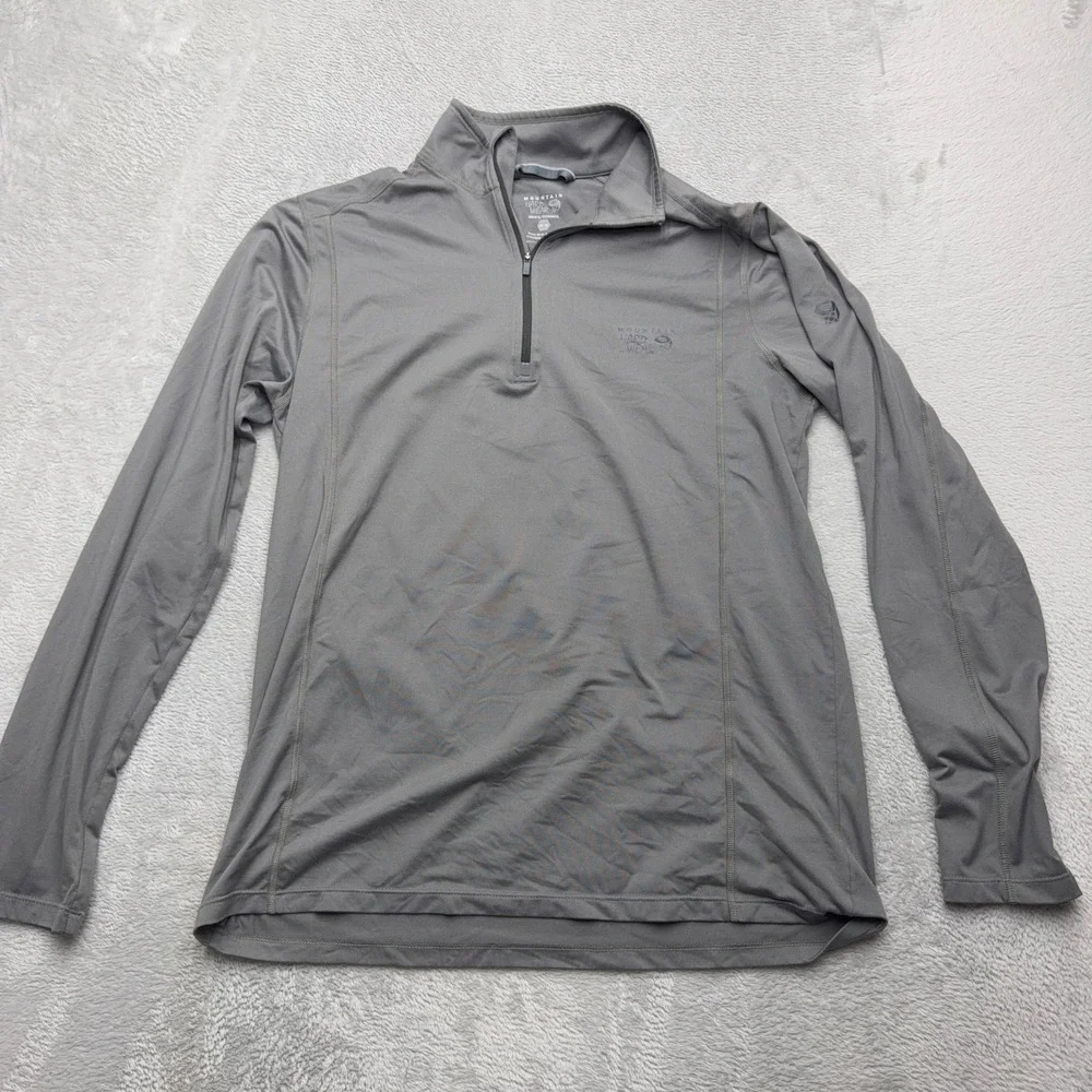Mountain Hardwear Pullover Mens Medium Grey Quarter Zip Athletic Hiking Top
